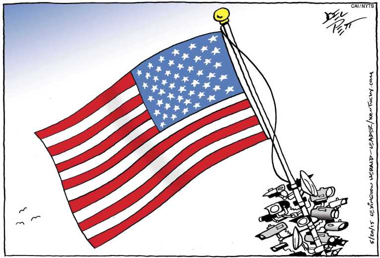 Political/Editorial Cartoon by Joel Pett, Lexington Herald-Leader, CWS/CartoonArts Intl. on War Against Terror Escalates