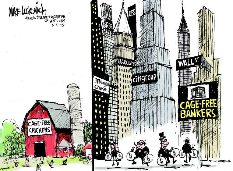Political/Editorial Cartoon by Mike Luckovich, Atlanta Journal-Constitution on Bank Profits Up