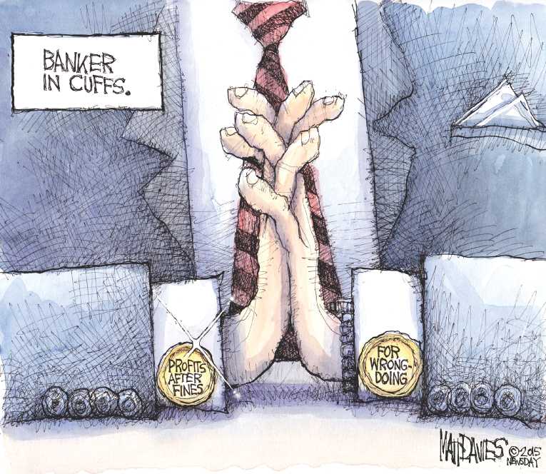 Political/Editorial Cartoon by Matt Davies, Journal News on Bank Profits Up