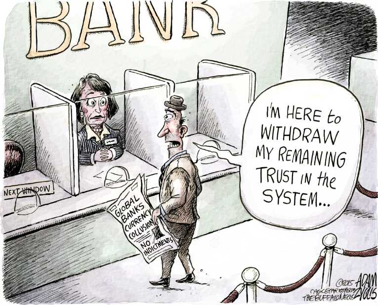 Political/Editorial Cartoon by Adam Zyglis, The Buffalo News on Bank Profits Up