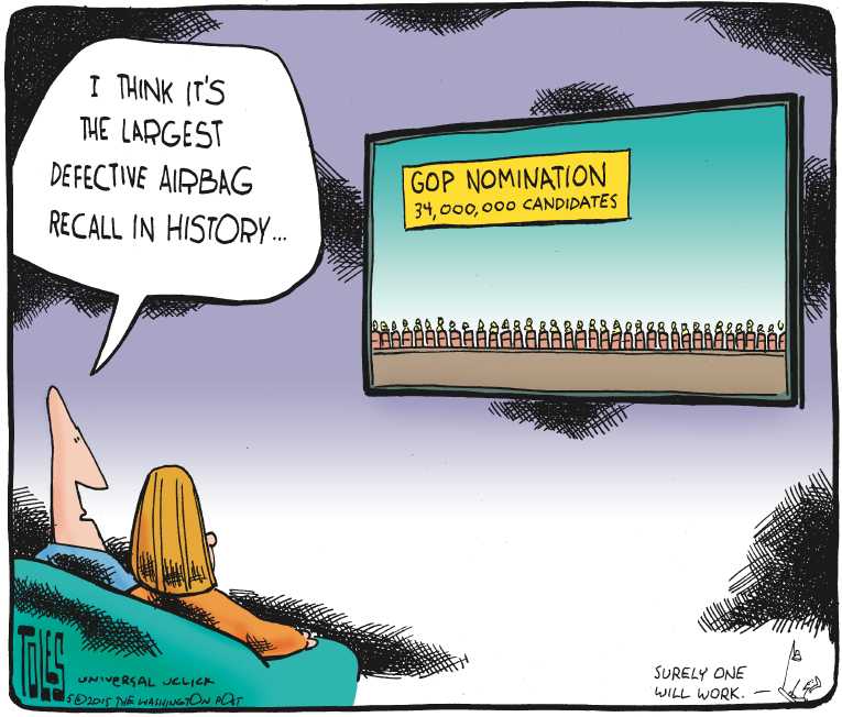 Political/Editorial Cartoon by Tom Toles, Washington Post on Presidential Race Shaping Up