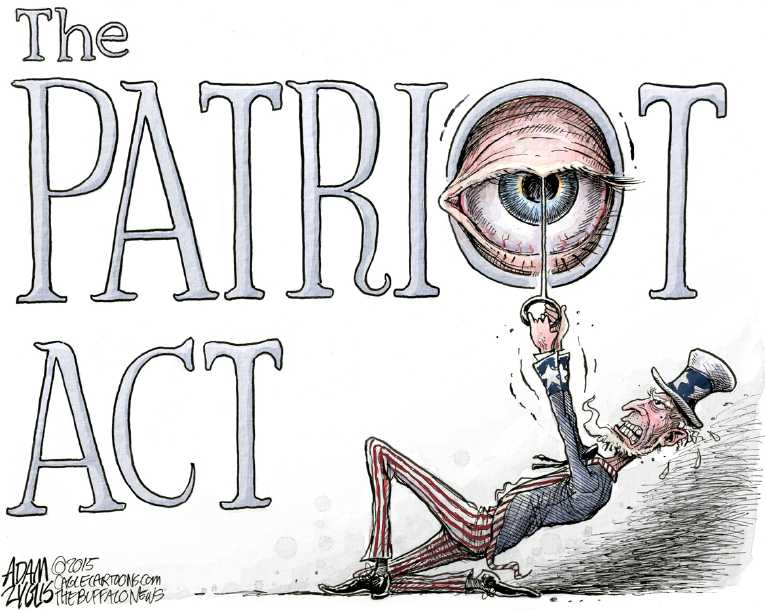 Political/Editorial Cartoon by Adam Zyglis, The Buffalo News on Patriot Act Extended