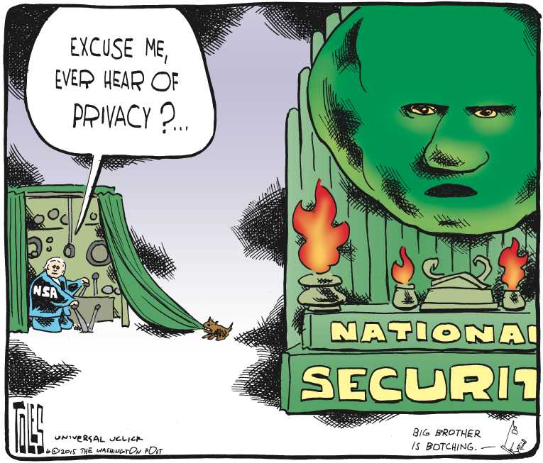 Political/Editorial Cartoon by Tom Toles, Washington Post on Patriot Act Extended