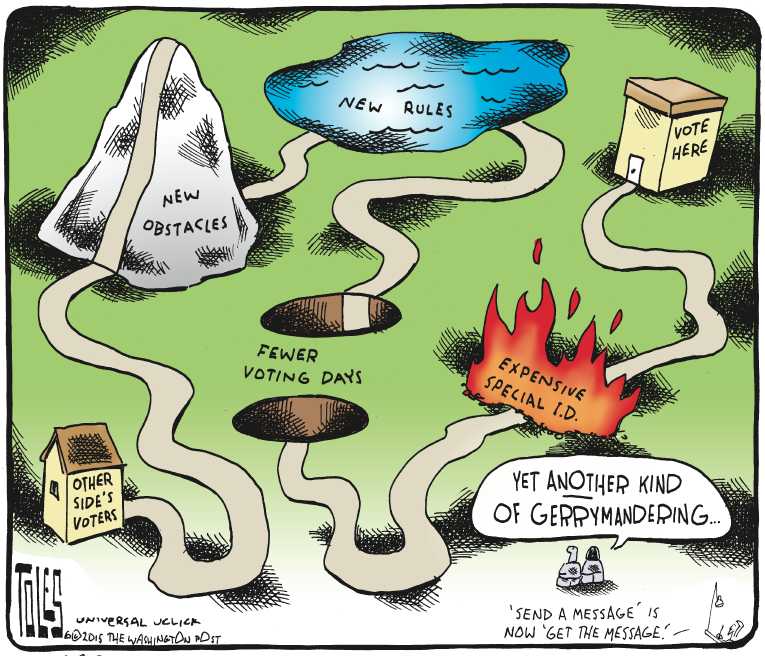 Political/Editorial Cartoon by Tom Toles, Washington Post on Presidential Race Wide Open