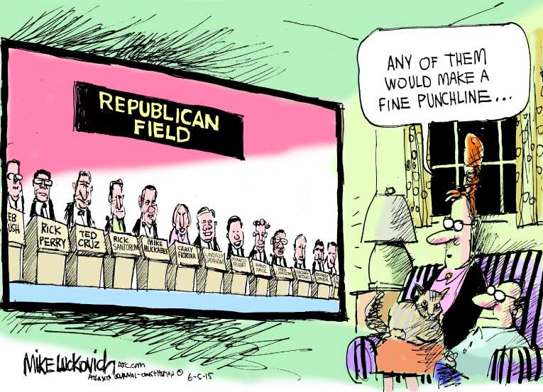 Political/Editorial Cartoon by Mike Luckovich, Atlanta Journal-Constitution on Presidential Race Wide Open