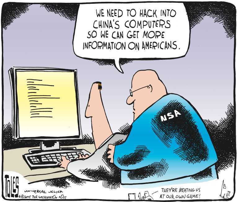 Political/Editorial Cartoon by Tom Toles, Washington Post on Spy Bill Passed
