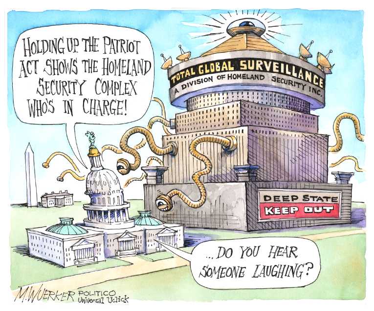 Political/Editorial Cartoon by Matt Wuerker, Politico on Spy Bill Passed