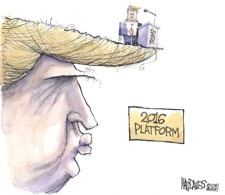 Political/Editorial Cartoon by Matt Davies, Journal News on Jeb & Trump Declare