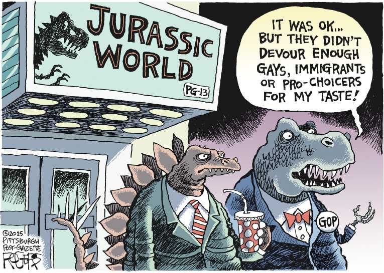 Political/Editorial Cartoon by Rob Rogers, The Pittsburgh Post-Gazette on GOP Uniting