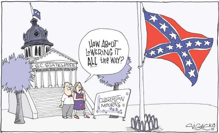 Political/Editorial Cartoon by Signe Wilkinson, Philadelphia Daily News on Confederate Flag Debate Intensifies