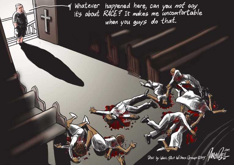 Political/Editorial Cartoon by Darrin Bell, Washington Post Writers Group on 9 Shot Dead in Charleston Church