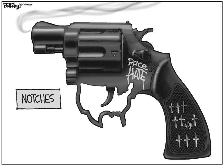 Political/Editorial Cartoon by Bill Day, Cagle Cartoons on 9 Shot Dead in Charleston Church