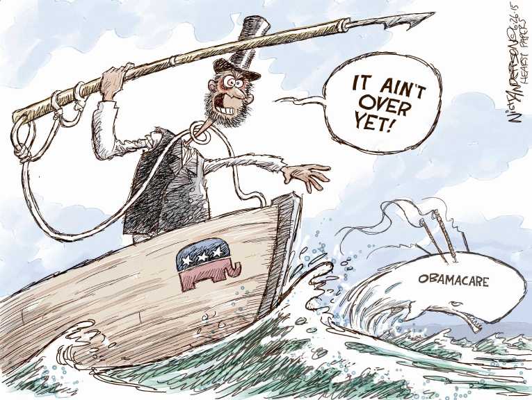 Political/Editorial Cartoon by Nick Anderson, Houston Chronicle on Supreme Court Upholds ObamaCare