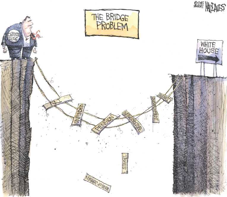 Political/Editorial Cartoon by Matt Davies, Journal News on Christie Enters Race