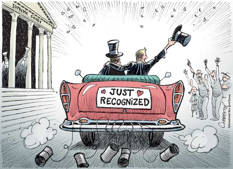 Political/Editorial Cartoon by Patrick Chappatte, International Herald Tribune on Gay Ruling Lauded