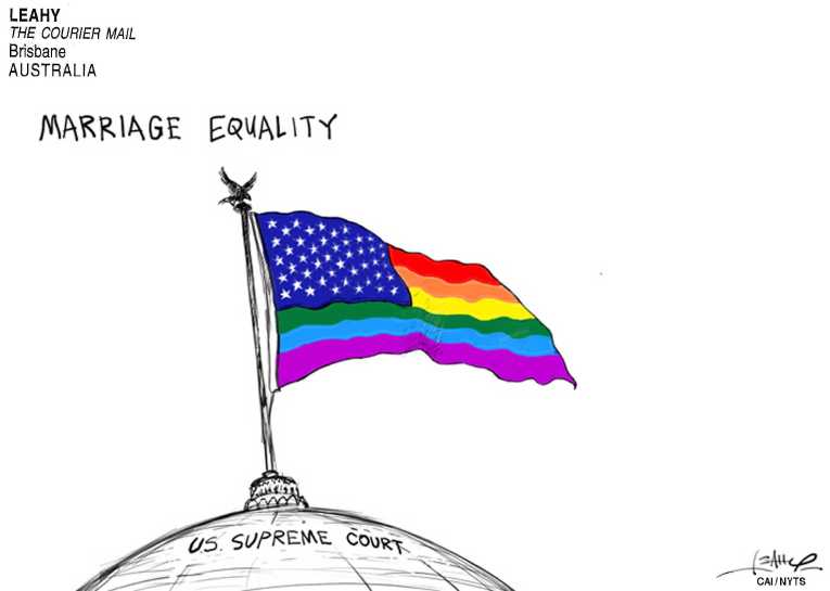 Political/Editorial Cartoon by Sean Leahy, The Courier-Mail, Brisbane, Australia on Gay Ruling Lauded