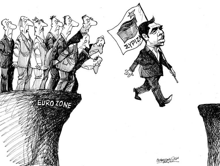 Political/Editorial Cartoon by Petar Pismestrovic, Kleine Zeitung, Austria on Greece Defaults
