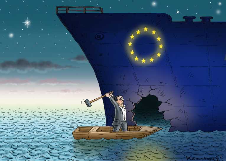 Political/Editorial Cartoon by Marian Kamensky, Slovakia on Greece Defaults