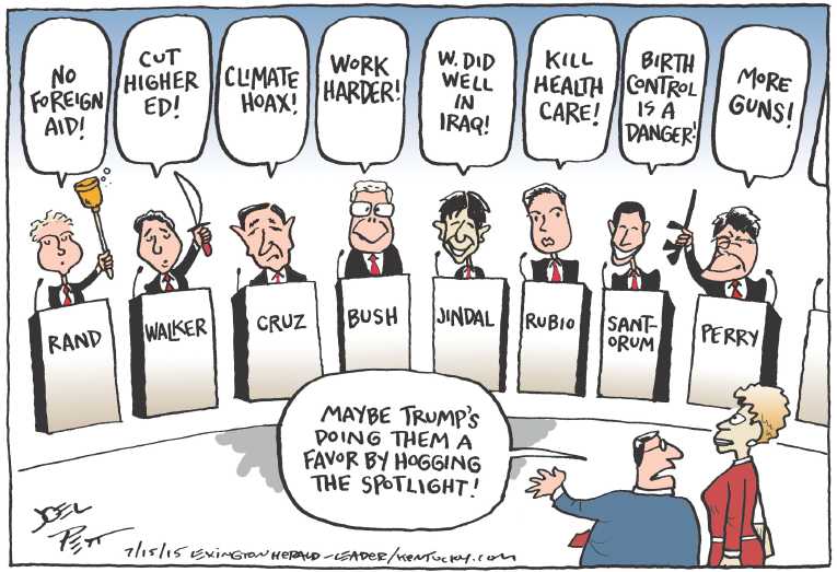 Political/Editorial Cartoon by Joel Pett, Lexington Herald-Leader, CWS/CartoonArts Intl. on Walker Declares, Trump Rages
