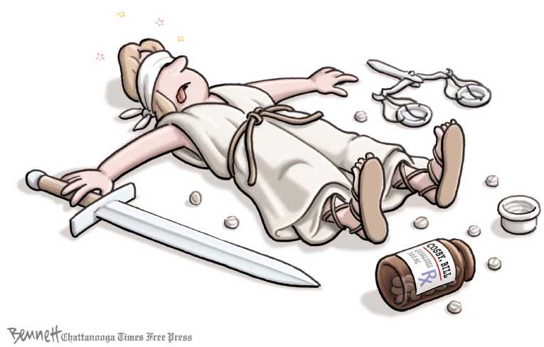 Political/Editorial Cartoon by Clay Bennett, Chattanooga Times Free Press on Cosby Testimony Unsealed