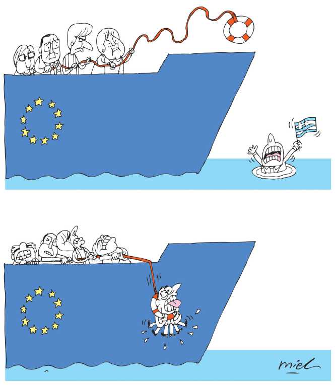 Political/Editorial Cartoon by Deng Coy Miel, The Straits Times, Singapore on Germany Conquers Greece