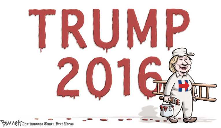 Political/Editorial Cartoon by Clay Bennett, Chattanooga Times Free Press on Hillary Drops in Polls