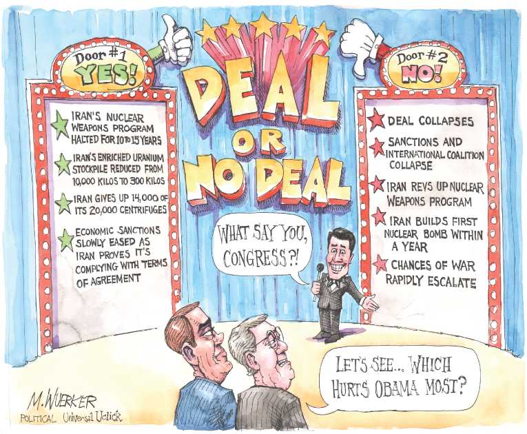 Political/Editorial Cartoon by Matt Wuerker, Politico on Iran Deal in Jeopardy
