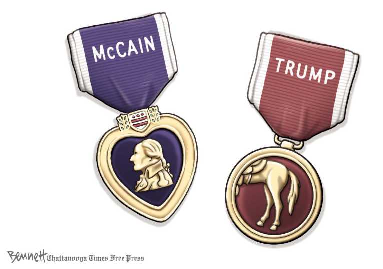 Political/Editorial Cartoon by Clay Bennett, Chattanooga Times Free Press on Trump Ridicules McCain