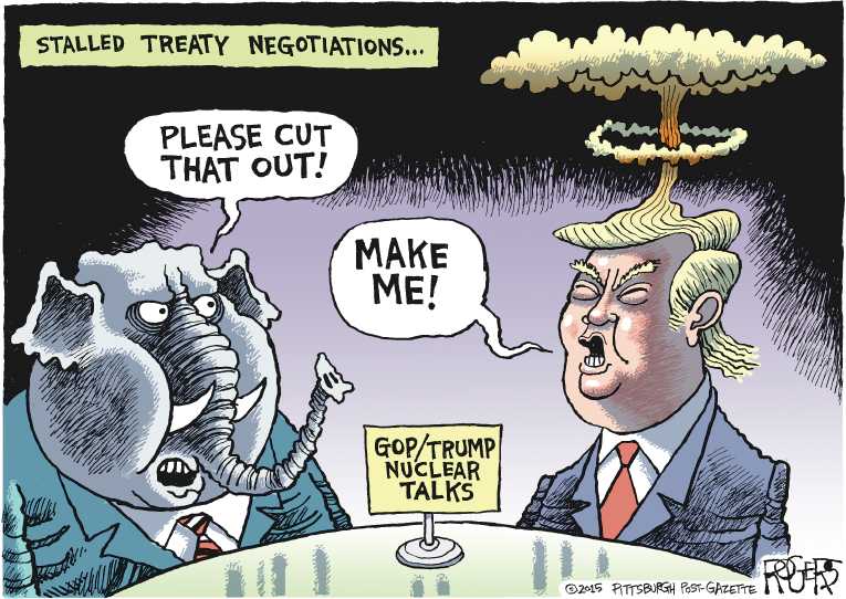 Political/Editorial Cartoon by Rob Rogers, The Pittsburgh Post-Gazette on Trump Ridicules McCain