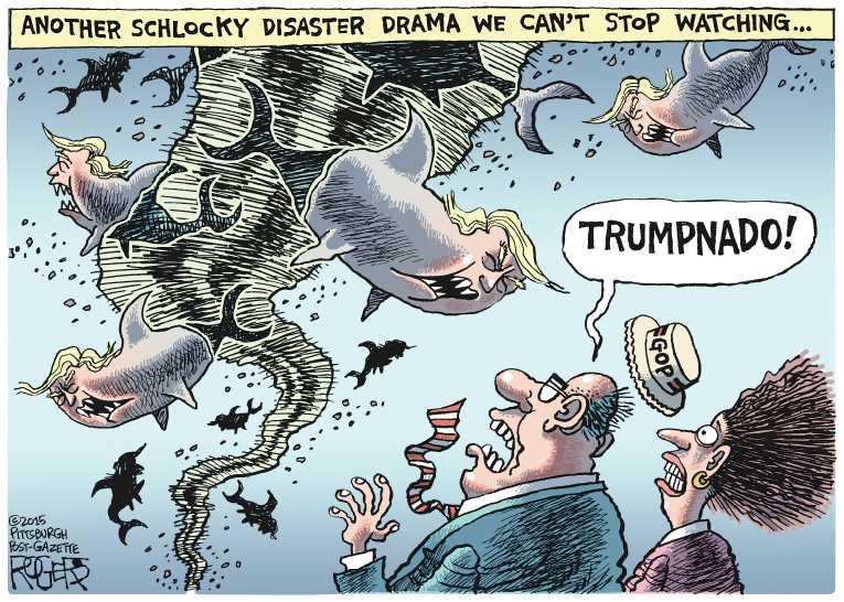 Political/Editorial Cartoon by Rob Rogers, The Pittsburgh Post-Gazette on GOP Hopefuls Jockey for Position