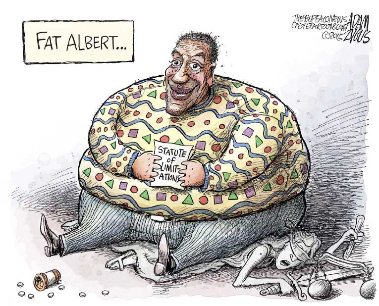 Political/Editorial Cartoon by Adam Zyglis, The Buffalo News on Bill Cosby Goes Down
