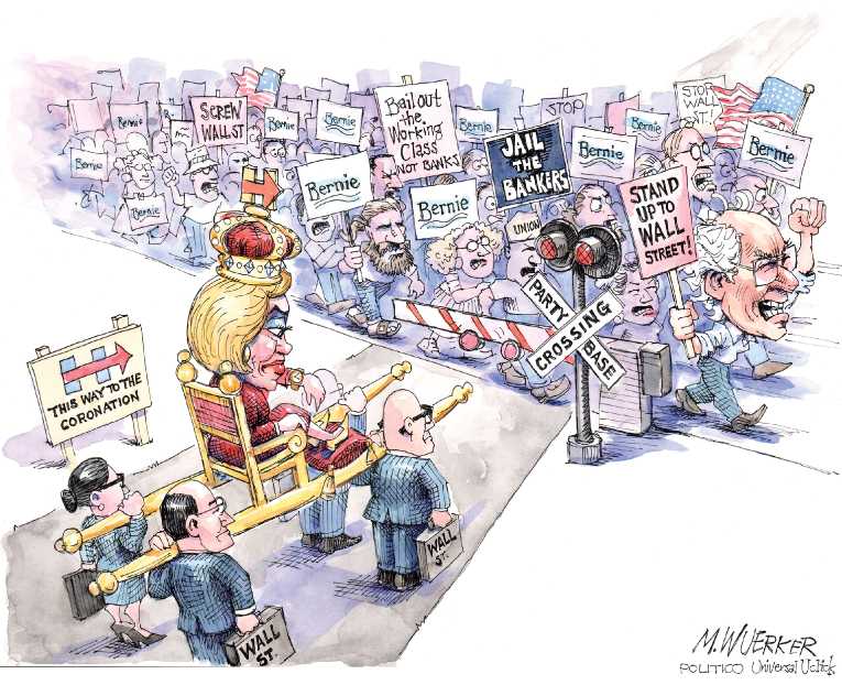 Political/Editorial Cartoon by Matt Wuerker, Politico on Hillary’s Poll Numbers Decline