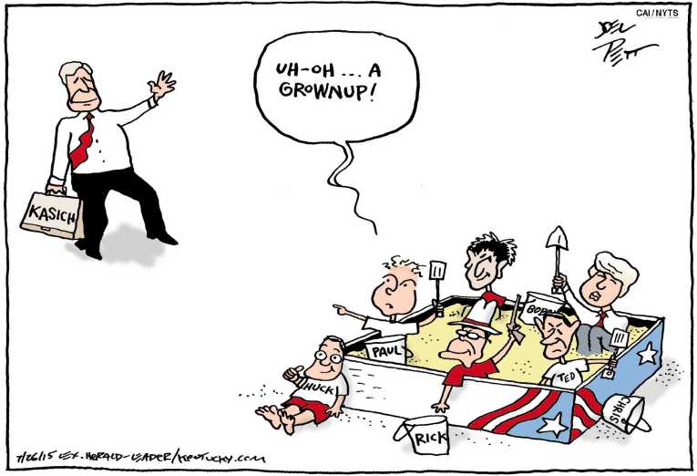 Political/Editorial Cartoon by Joel Pett, Lexington Herald-Leader, CWS/CartoonArts Intl. on GOP Candidates Debate