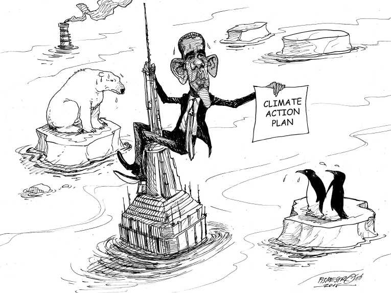 Political/Editorial Cartoon by Petar Pismestrovic, Kleine Zeitung, Austria on President Tightens Emissions Rules