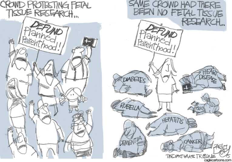 Political/Editorial Cartoon by Pat Bagley, Salt Lake Tribune on Planned Parenthood Survives Attack