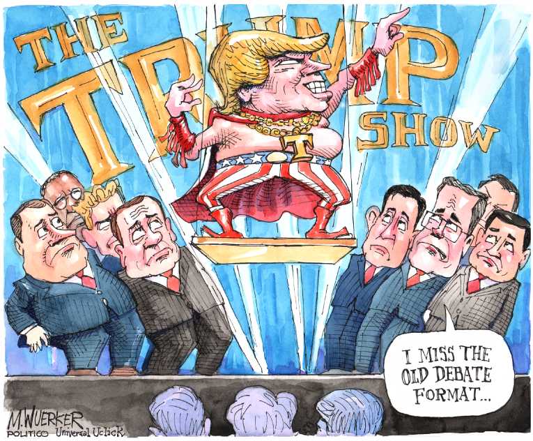 Political/Editorial Cartoon by Matt Wuerker, Politico on Trump Rises in GOP Polls
