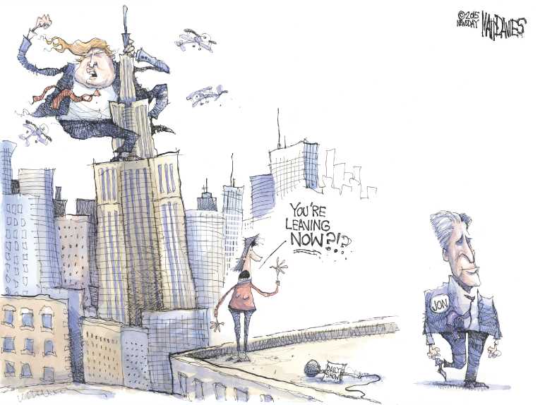 Political/Editorial Cartoon by Matt Davies, Journal News on Trump Rises in GOP Polls