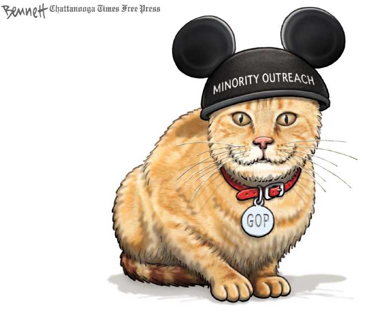 Political/Editorial Cartoon by Clay Bennett, Chattanooga Times Free Press on GOP Reaces Out to Minorities