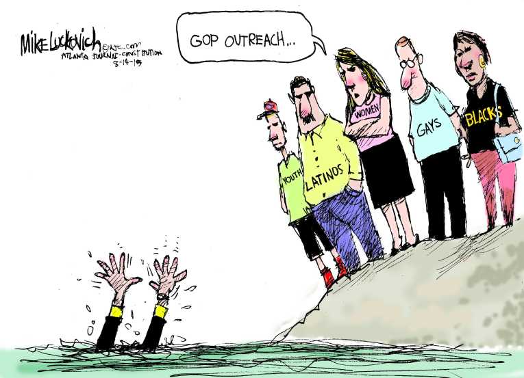 Political/Editorial Cartoon by Mike Luckovich, Atlanta Journal-Constitution on GOP Reaces Out to Minorities