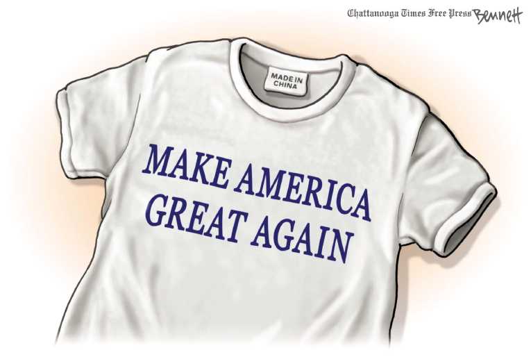 Political/Editorial Cartoon by Clay Bennett, Chattanooga Times Free Press on Trump Making Splash