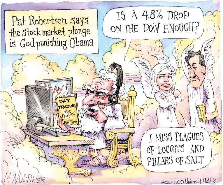 Political/Editorial Cartoon by Matt Wuerker, Politico on World Markets Plummet
