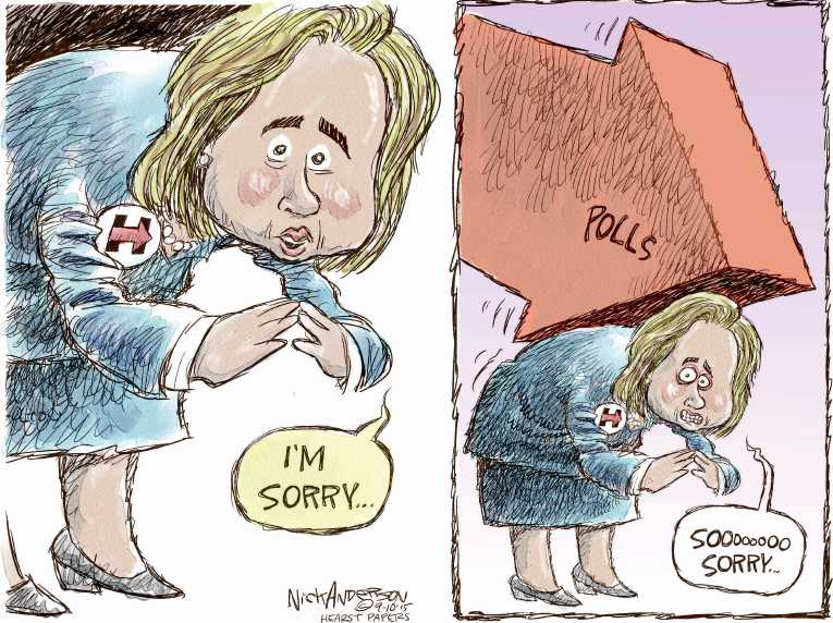 Political/Editorial Cartoon by Nick Anderson, Houston Chronicle on Hillary Completes Makeover