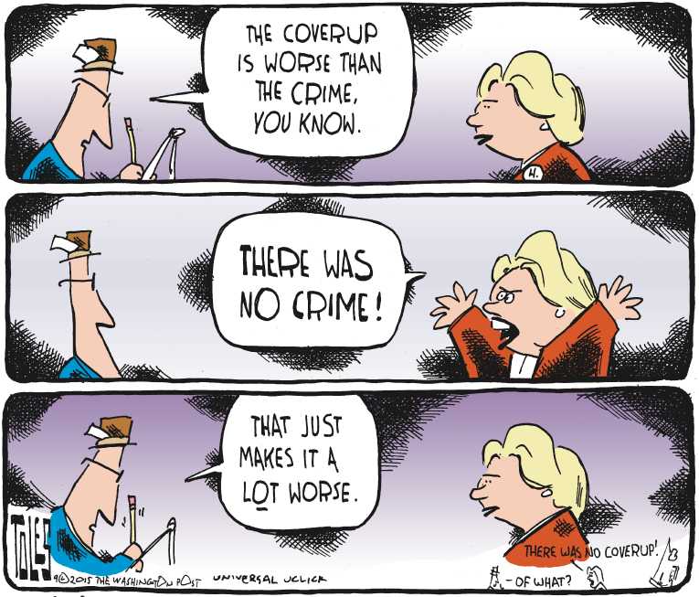 Political/Editorial Cartoon by Tom Toles, Washington Post on Hillary Completes Makeover
