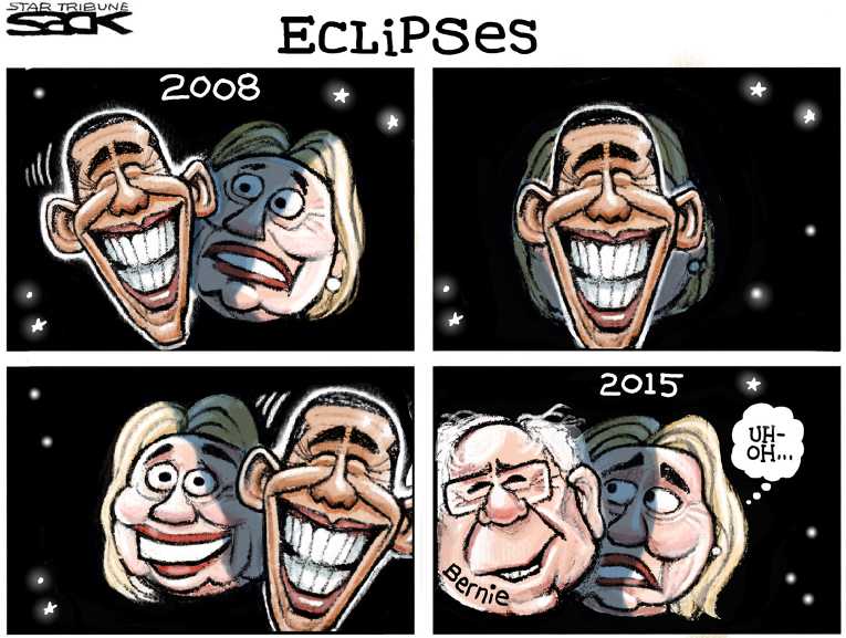 Political/Editorial Cartoon by Steve Sack, Minneapolis Star Tribune on Sanders Surging