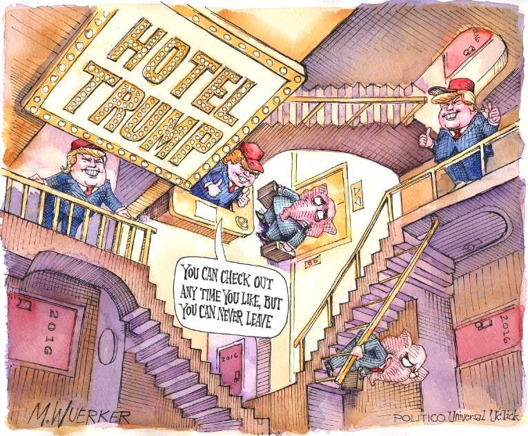 Political/Editorial Cartoon by Matt Wuerker, Politico on Trump Still Leads, Carson Closes