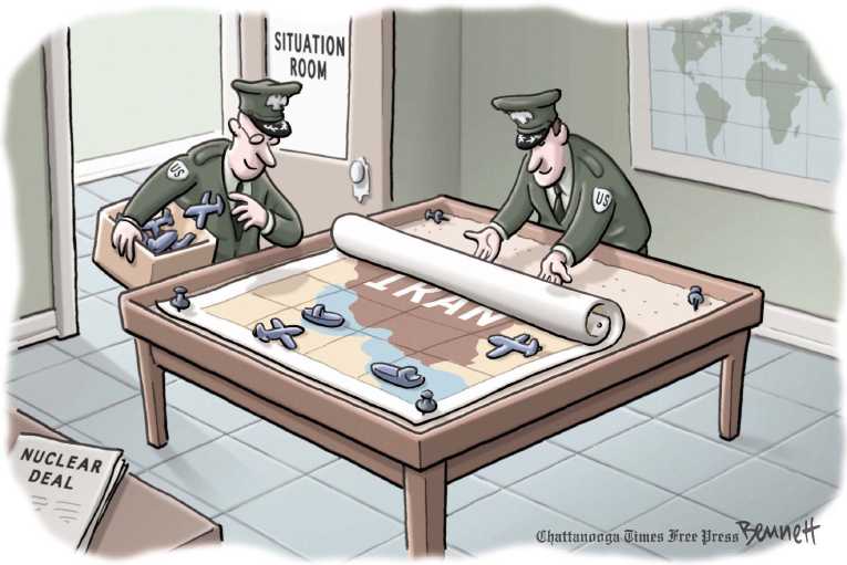 Political/Editorial Cartoon by Clay Bennett, Chattanooga Times Free Press on Iran Deal to Go Through