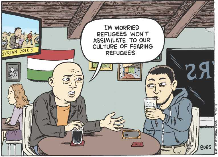 Political/Editorial Cartoon by Matt Bors on Refugee Crisis Spreads