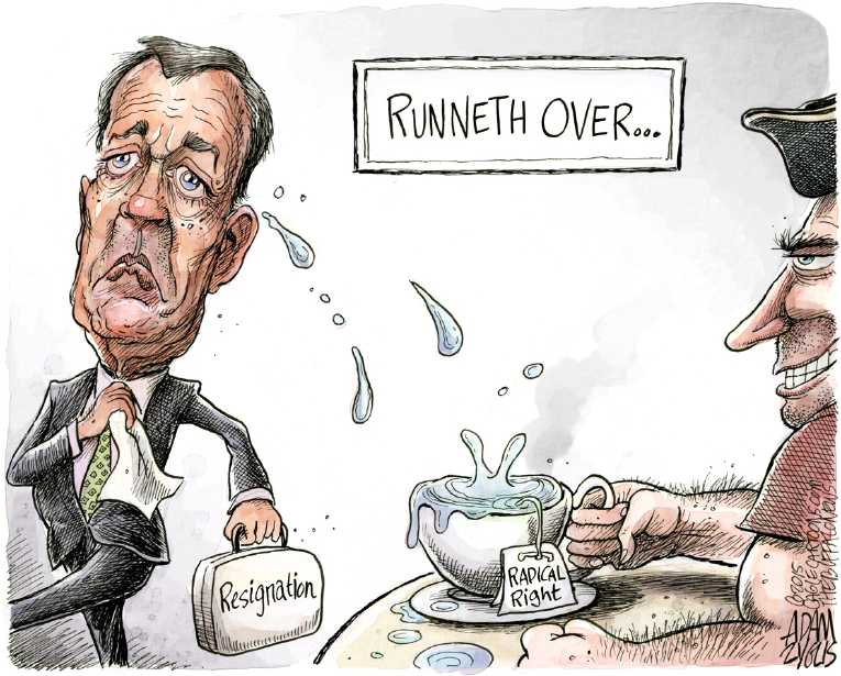 Political/Editorial Cartoon by Adam Zyglis, The Buffalo News on Boehner to Step Down