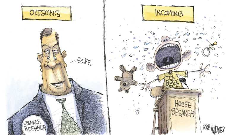 Political/Editorial Cartoon by Matt Davies, Journal News on Boehner to Step Down