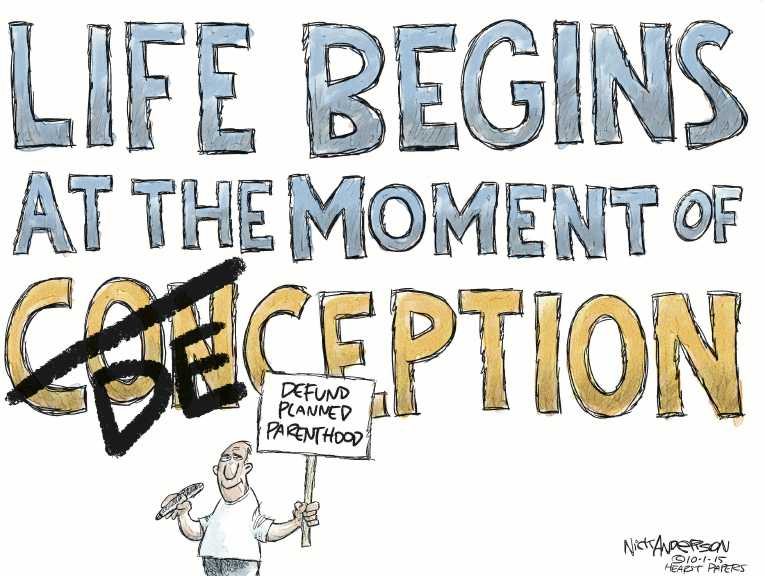 Political/Editorial Cartoon by Nick Anderson, Houston Chronicle on Planned Parenthood Hearing Held